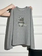 白色 プリント入り 長袖Tシャツ【涼感・カジュアル・ラウンドネック】