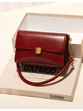 GXFMOD レディース ヴィンテージスタイル 本革 ショルダーバッグ【赤色・結婚式用・小型】