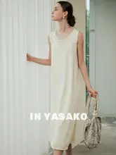 感のある重ね着風デザインの極簡編みバックレスワンピース（セットアップ対応）