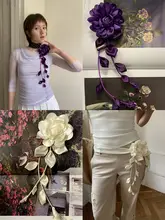 スカーフ コサージュ ハンドメイド フラワーモチーフ 丁寧な作り マルチユース アクセサリー 「NOTJUSTHIM」