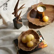 柚木製の和風トレー【テーブル用・果物皿・玄関収納用】