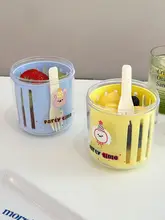 食品級プラスチック製 ダブルレイヤーフルーツカップ【持ち運び便利・フォーク付き・野外ピクニック用】