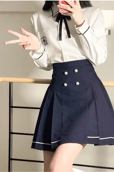 車厘子JKオリジナル学生制服セット【白シャツ・半袖・プリーツスカート】