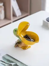 クリエイティブな陶器のペリカンキー皿【玄関用・フルーツ皿・石鹸置き・収納インテリア】