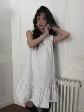 フリル付きフラワーキャミワンピース【夏用・スウィート・無袖・小柄対応】