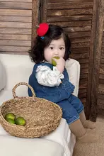 秋用ベビー服【刺繍ノースリーブタンク・デニムパンツ・長袖フラワートップス】（セットアップ対応）
