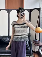金糸ストライプのカーディガン付きニットTシャツ【極上の柔らかさ・フィット】