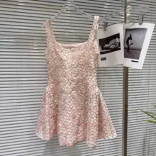 甘美なデザインのカラフルな花柄刺繍プリンセスドレス【夏用】