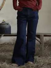 左岸迷香 オリジナル コットン 秋冬用デニムパンツ【フレアデザイン・ストレートフィット】
