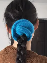 秋冬用毛糸製ポニーテールヘアゴム【可愛いお団子ヘア用・丸型デザイン】