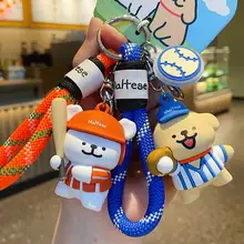 ラインデザインの小犬キーリング【かわいい・バッグや車に最適】