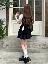 学院風の甘い小さなコーディネート【白シャツ・チェック柄ビスチェ・ワンピース】【セットアップ対応】