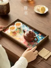 シンプルな四角形の茶托【国風デザイン・小型・創意茶盤】