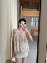 華やかなデザインのフラワープリントタンデムトップス【肩ひも付き・チューブトップ・女性用】