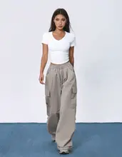 美式グレー工装パンツ【ストレート・カジュアル・ワイドレッグ】（セットアップ対応）