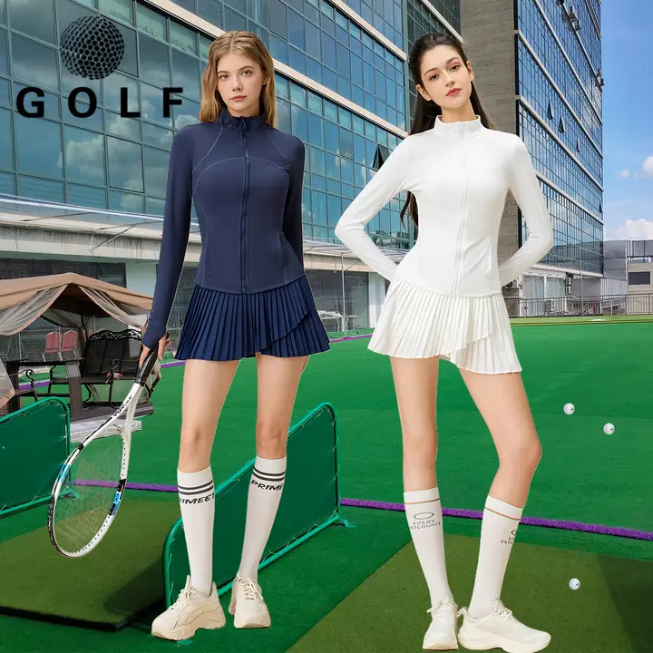 ゴルフウエア レディース 春秋用 長袖ワンピースコート【立襟・速乾性・アウトドア】（セットアップ対応）