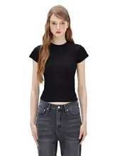 夏用フィット感のあるラウンドネック短袖Tシャツ【スポーツ・女性向け】
