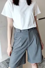 カジュアルなストレートフィットのハーフパンツ【女性用・スタイル・ウエストゴム】