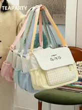 かわいい少女向けのコットンキャンバスショルダーバッグ【カジュアル・斜め掛け可能】