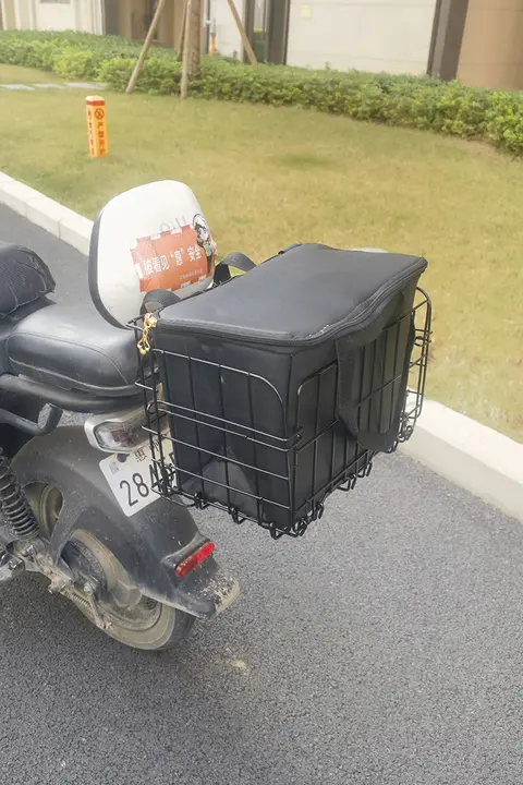 折りたたみ式 電動自転車用後部バスケット【固定用アクセサリー・後部座席対応】
