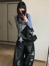 Y2K風 長袖Tシャツ【星柄・フィットデザイン・重ね着対応】（セットアップ対応）