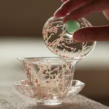 高級感あふれるガラス茶器【フラワーデザイン・女性向け・3点セット】（セットアップ対応）