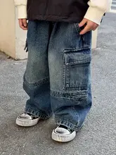春季用おしゃれデニムパンツ【男児・カジュアル・工装デザイン・流行】