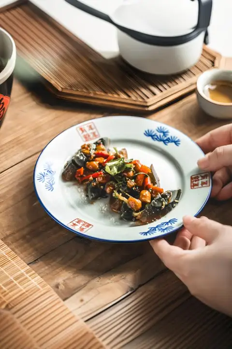 家庭用 陶製浅皿【涼菜用・精緻なデザイン・平皿】