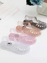 サイズ大きめの子供用ジェリーサンダル【クリスタル風・女児用・包頭ローマ風・防水・防滑・柔らかいソール】（セットアップ対応）