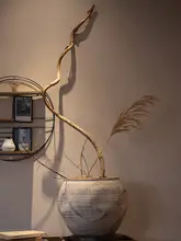 侘寂風の大型花鉢【アンティーク風・高級感ある陶器・リビング装飾用】