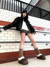 ファッションレオパード柄防水コットンドラッグシューズ【厚底・室内外兼用・滑り止め・かわいい】