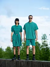 SNOWLINE シンプルな機能性ショートスリーブシャツ風ワンピース【ウエスト絞り・軽やか】