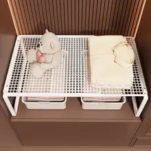 伸縮式収納ラック【クローゼット用・仕切り付き・靴収納にも最適】