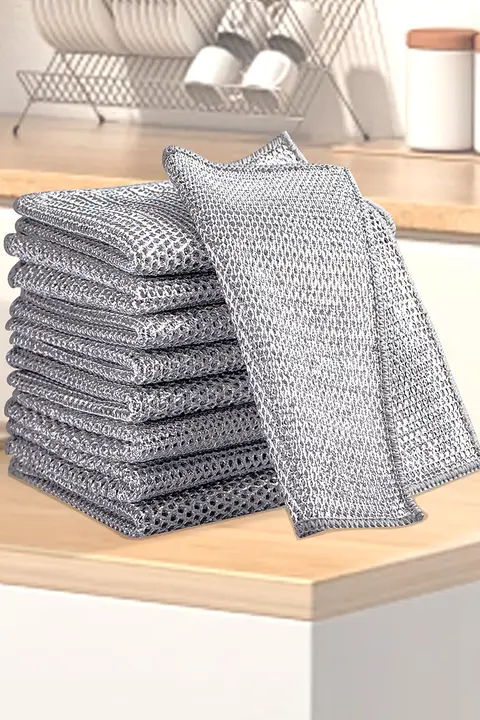 ステンレス鋼製 食器洗い用クリーナー【両面シルバー線・油が付きにくい・キッチン用】