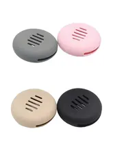 携帯用 シリコン製パフ収納ボックス【円形・両面メッシュ・外出用】