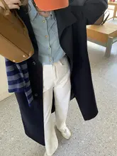 春秋用 デニムパンツ【ストレート・ワイドレッグ・高ウエスト・ゆったり】