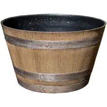 木桶風プランター 大型 樹脂 ビンテージ ガーデン バルコニー