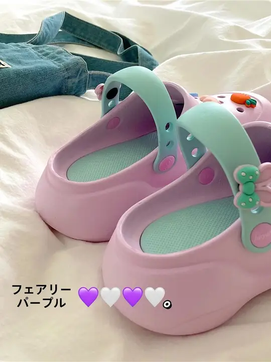 厚底透湿サンダル【女子学生用・滑り止め・紫・カジュアル】