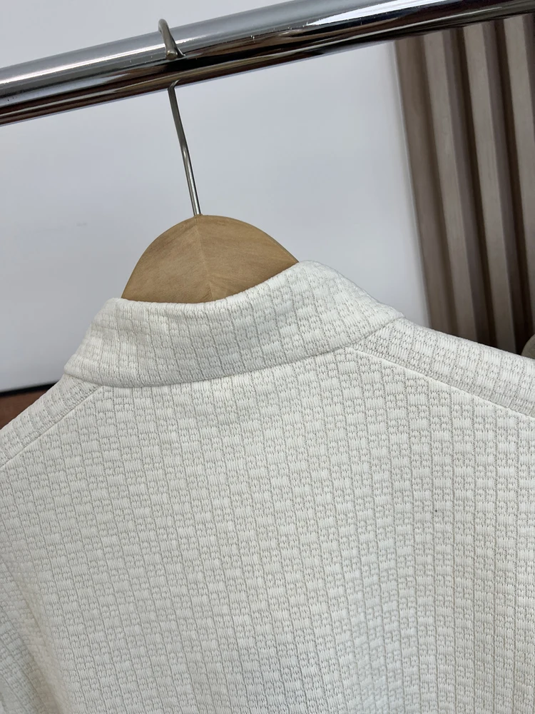 羊毛と桑蚕絲のチェック柄スウェット：抗静電・保温性に優れたメンズ半ラウンドジップの実用性解析