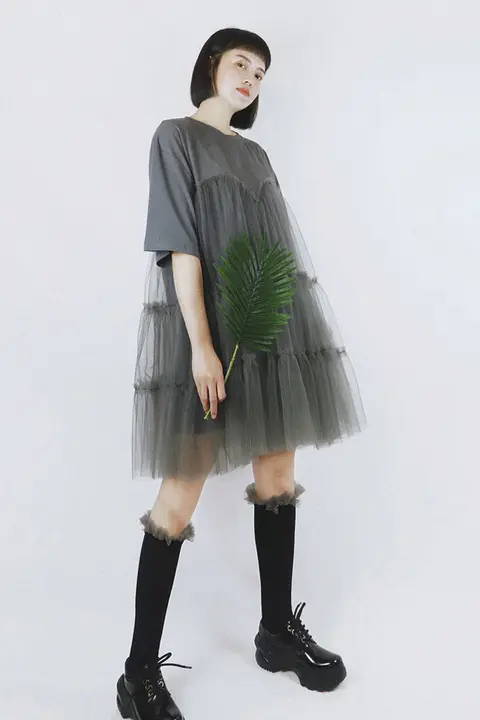 TEATREE 自製メッシュワンピース【コットン素材・ゆったりシルエット・夏用】