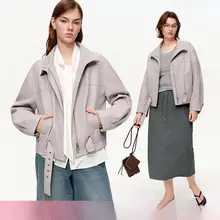 感漂うレザージャケット【レディース】＆デニムパンツ【長短バリエーション】（セットアップ対応）