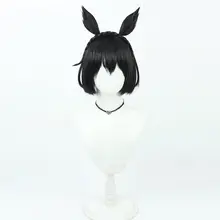 コスプレ用ウィッグ【黒色・馬娘スタイル・リアルな頭皮デザイン】