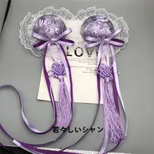 紫色中華風バンデッドヘアパーツ【双馬尾用ヘアクリップ・ロリータスタイル・旗袍アクセサリー】