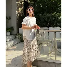 SUSISUMMER コットン丸み裾ルーズTシャツ【高級細密馬綿使用】