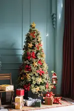 ゴールドとグリーンのヴィンテージクリスマスツリー飾り【豪華デザイン・大きなサイズ・新年用】（セットアップ対応）