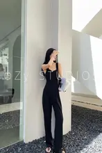 デザイン性の高いノースリーブオールインワン【ウエストシェイプ・ワイドレッグ・サマーコーデ】