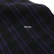 高含毛の厚手生地【紫色と黒のチェックパターン・ウール混】