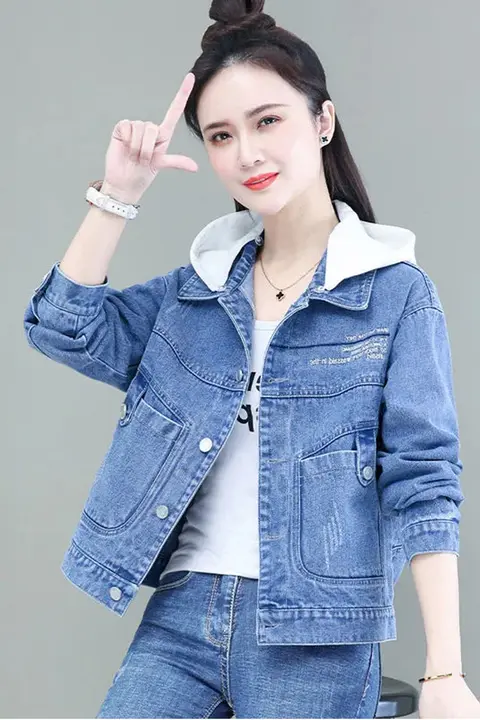 万能フード付きショートデニムジャケット【秋冬用・女性・小柄対応】