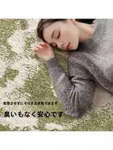 ヴィンテージ風 グリーンラグ【洗濯不要・防汚加工・リビング用・ソファマット】