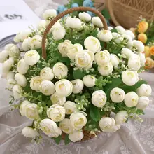 15本セットのアーティフィシャルフラワー 茶色のバラ【結婚式用・インテリア装飾・デスク用】